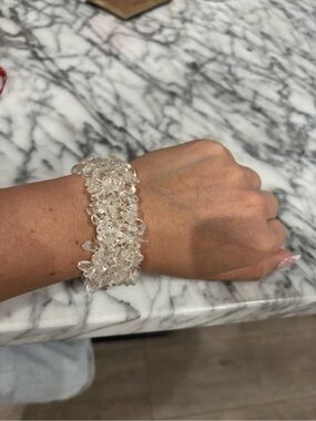 Vintage Clear Crystal Chip Stretch Statement Bracelet
